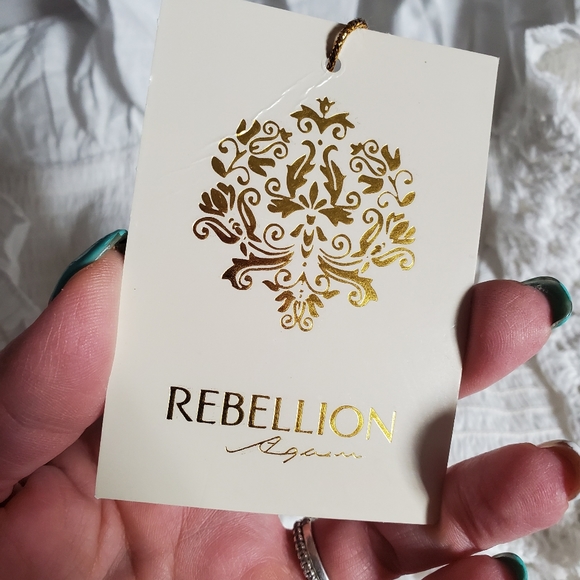 Rebellion Again smocked Peplum crocheted crop top. 239 - Picture 6 of 7